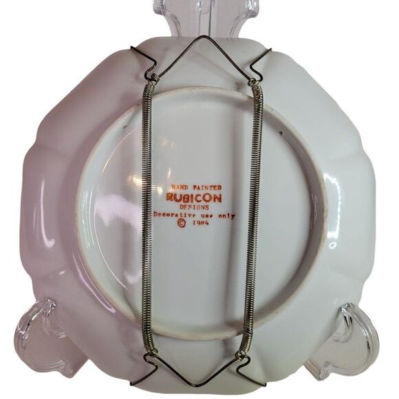 Vintage RUBICON Blue Fish Red Fish Hand Painted Plate with Plate Hanger - Picture 2 of 8